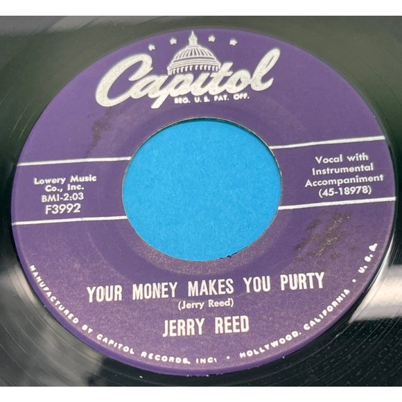 Jerry Reed Your Money Makes You Purty / How Can I Go On 45 Rockabilly Capitol F3 - Picture 1 of 4